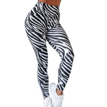 Moda zebra listrada casual exercício sem costura fitness yoga calças leggings para mulheres